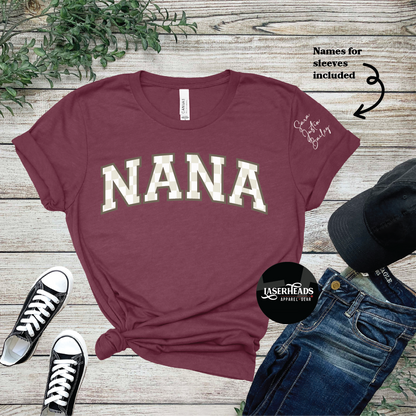 Checkered Mama Grandmother Custom T Shirt with Sleeve Names