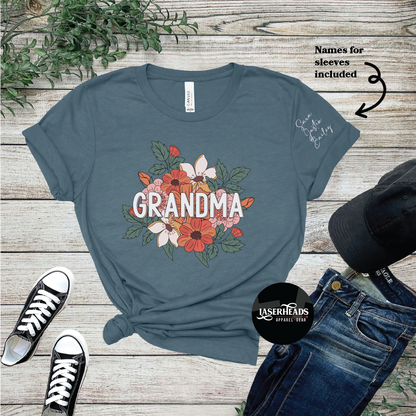 Mother Grandmother Custom T Shirt with Sleeve Names